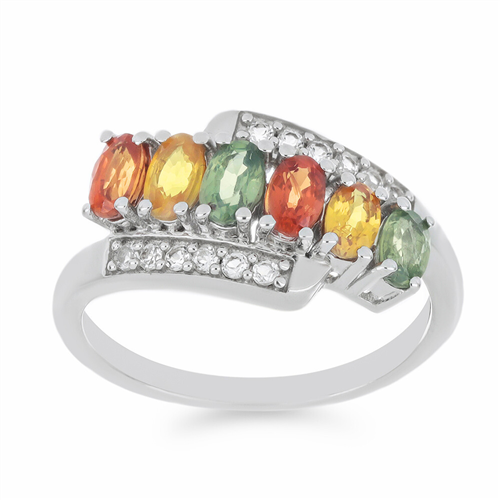 BUY 925 SILVER MULTI SAPPHIRE GEMSTONE STYLISH RING 