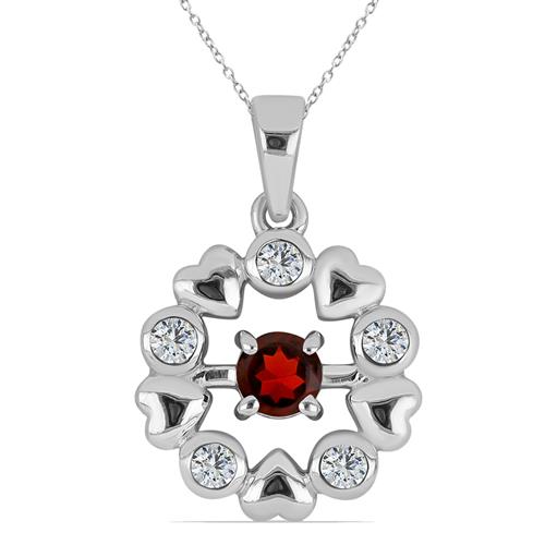 BUY 925 SILVER GARNET GEMSTONE HEART DESIGN PENDANT