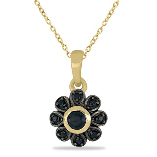 BUY 925 SILVER NATURAL BLACK SPINEL GEMSTONE PENDANT IN GOLD PLATED