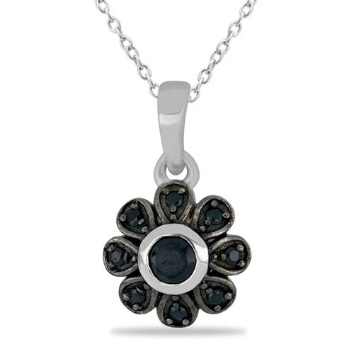 BUY 925 SILVER NATURAL BLACK SPINAL GEMSTONE PENDANT