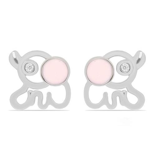 925 SILVER ENAMEL STUDS WITH WHITE TOPAZ | KIDS ELEPHANT EARRINGS IN BULK –WHOLESALE JEWELRY SUPPLIER USA