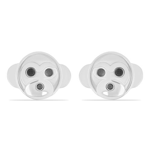 BUY 925 SILVER MONKEY FACE STUD EARRINGS WITH BLACK SPINEL – BULK KIDS JEWELRY SUPPLIER