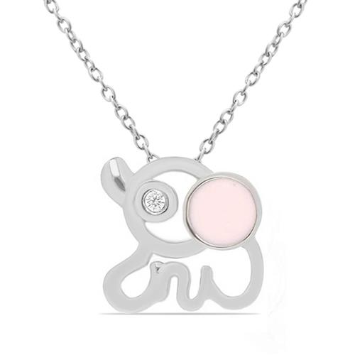ELEPHANT KIDS PENDANT IN 925 STERLING SILVER WITH ENAMEL & WHITE ZIRCON | WHOLESALE SUPPLIER USA