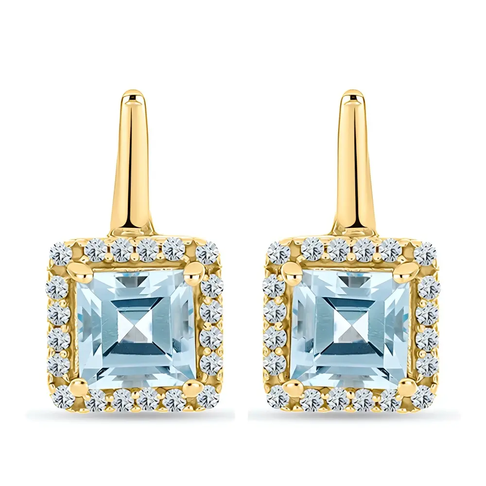 BUY NATURAL SKY BLUE TOPAZ GEMSTONE EARRING IN 14K GOLD