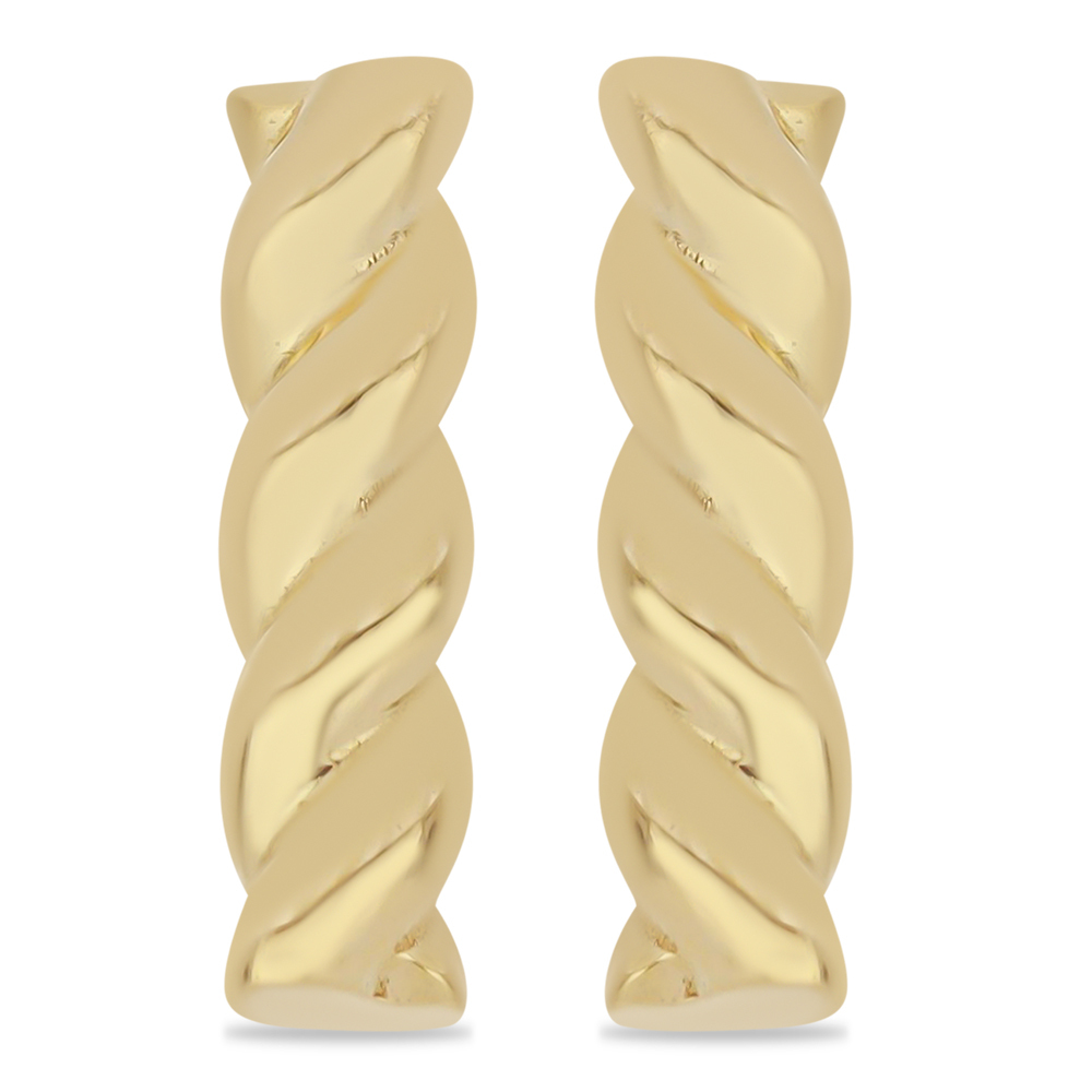 BUY 925 SILVER CLASSIC TWIST DESIGN HOOP EARRINGS IN GOLD PLATING
