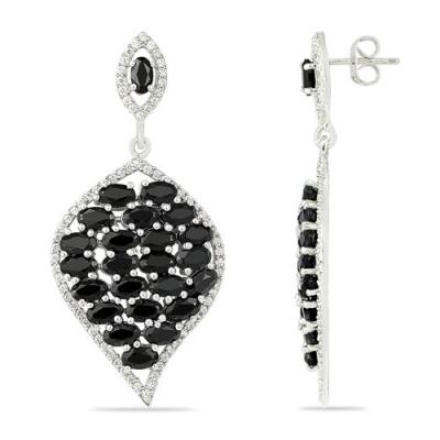 BUY STERLING SILVER BLACK SAPPHIRE GEMSTONE CLUSTER EARRINGS – B2B WHOLESALE SUPPLIER USA | JEWELPIN