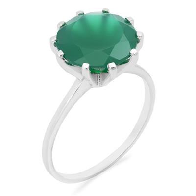 BUY 925 SILVER NATURAL GREEN ONYX GEMSTONE BIG STONE RING