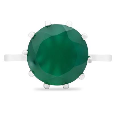 BUY 925 SILVER NATURAL GREEN ONYX GEMSTONE BIG STONE RING