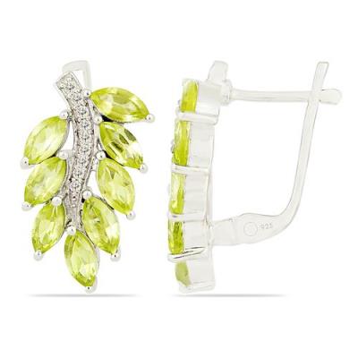 BUY NATURAL PERIDOT LEAF DESIGN EARRINGS IN 925 STERLING SILVER – WHOLESALE JEWELRY SUPPLIER