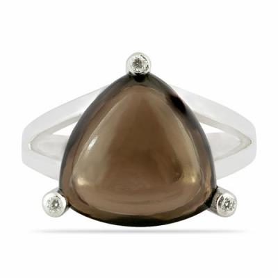 BUY REAL SMOKY GEMSTONE BIG STONE RING IN STERLING SILVER