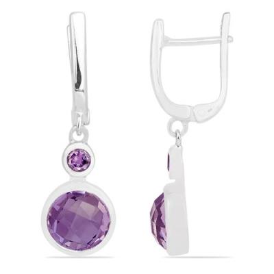 BUY BRAZILIAN AMETHYST GEMSTONE DROP EARRINGS IN STERLING SILVER