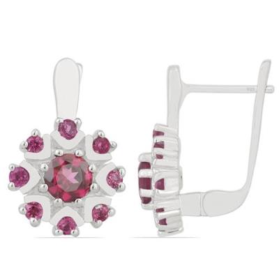 BUY 925 STERLING SILVER NATURAL RHODOLITE GEMSTONE EARRINGS – WHOLESALE