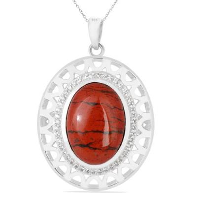 BUY RED JASPER GEMSTONE BIG STONE PENDANT IN 925 SILVER