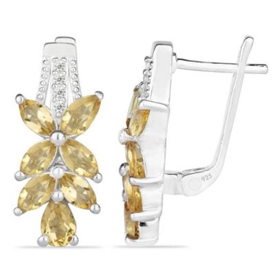 BUY 925 SILVER NATURAL CITRINE GEMSTONE LEAF EARRINGS – BULK WHOLESALE JEWELRY EXPORTER