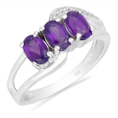 BUY REAL AFRICAN AMETHYST GEMSTONE RING IN 925 SILVER