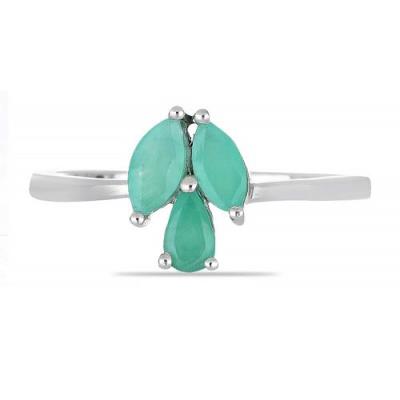 BUY REAL EMERALD GEMSTONE RING IN STERLING SILVER