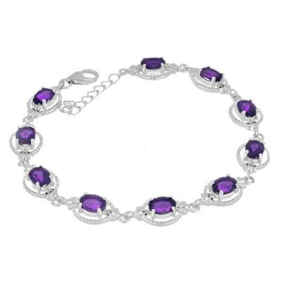 STERLING SILVER AFRICAN AMETHYST GEMSTONE BRACELET
