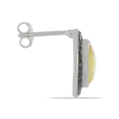 BUY STERLING SILVER GOLDEN RUTILE HALO EARRINGS WITH BLACK SPINEL – BULK WHOLESALE SUPPLIER USA | JEWELPIN