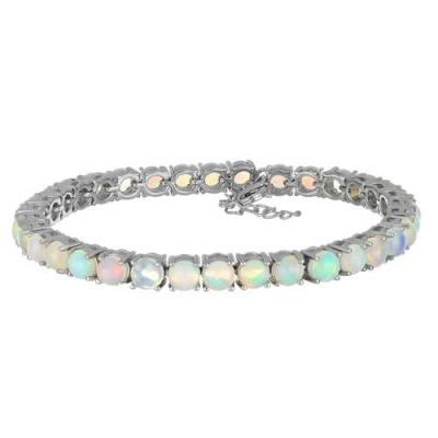STERLING SILVER NATURAL ETHIOPIAN OPAL GEMSTONE BRACELET