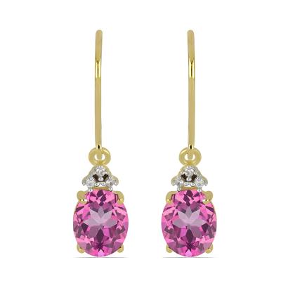 BUY 14K GOLD REAL PINK TOPAZ GEMSTONE CLASSIC EARRINGS