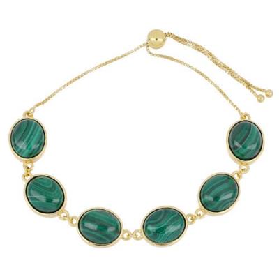 REAL MALACHITE GEMSTONE BRACELET IN 925 SILVER