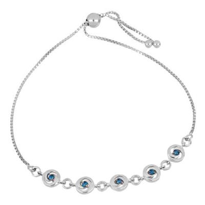NATURAL BLUE DIAMOND BRACELET IN 925 STERLING SILVER 