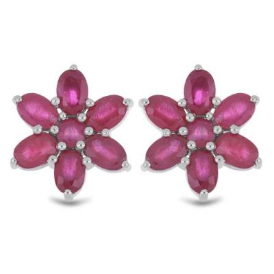 BUY 925 STERLING SILVER GLASS FILLED RUBY FLORAL EARRINGS – BULK SUPPLIER USA & EUROPE | JEWELPIN