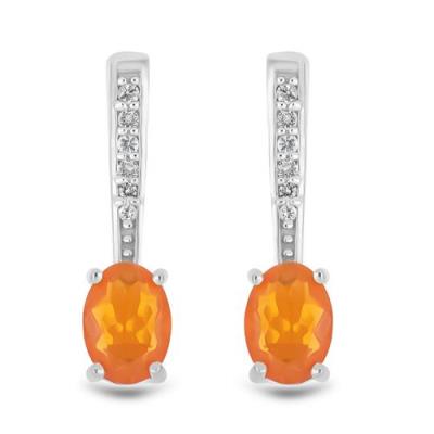 BUY 925 STERLING SILVER NATURAL ORANGE ETHIOPIAN OPAL GEMSTONE EARRINGS WITH ZIRCON ACCENTS – WHOLESALE SUPPLIER
