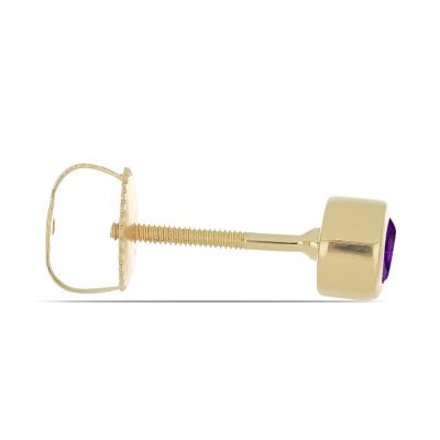 Wholesale 14K Gold Round Amethyst Bezel Stud Earrings - USA Exporter