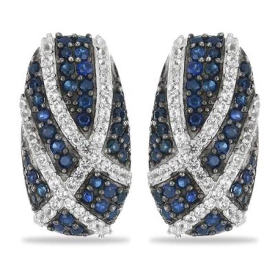 BUY 925 STERLING SILVER BLUE SAPPHIRE WITH WHITE ZIRCON GEMSTONE EARRINGS – BULK SUPPLIER & MANUFACTURER | JEWELPIN