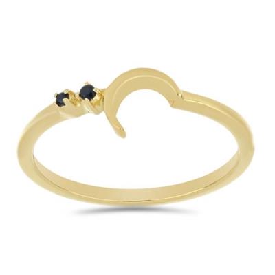 BUY 925 STERLING SILVER BLACK SPINEL CRESCENT RING – GOLD PLATED CELESTIAL WHOLESALE JEWELRY | JEWELPIN