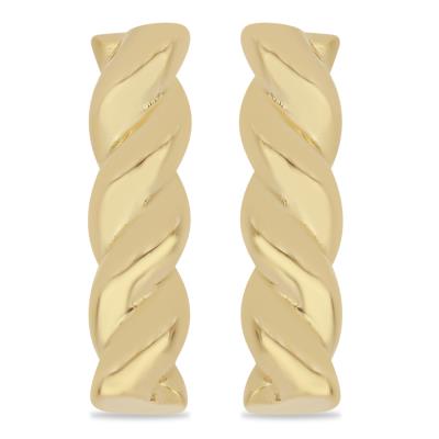 BUY 925 SILVER CLASSIC TWIST DESIGN HOOP EARRINGS IN GOLD PLATING