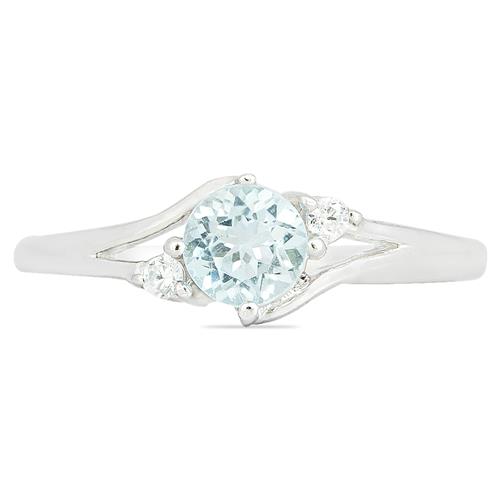 925 SILVER NATURAL SKY BLUE TOPAZ GEMSTONE CLASSIC RING