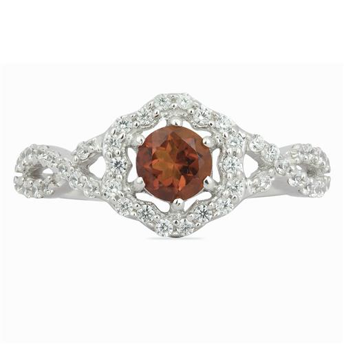 BUY NATURAL MADEIRA CITRINE GEMSTONE HALO RING IN 925 SILVER