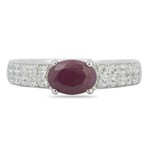 BUY NATURAL RUBY GEMSTONE CLASSIC  RING IN 925 SILVER