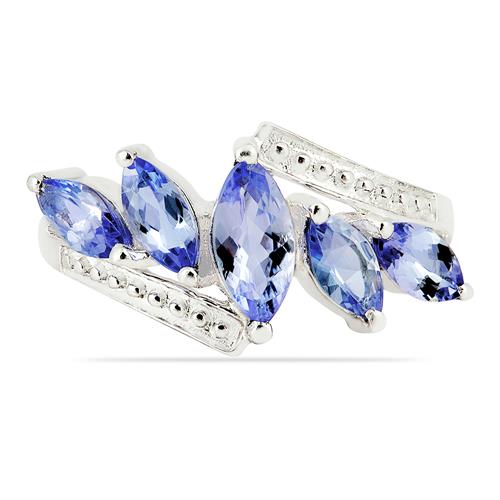 BUY REAL TANZANITE MULTI GEMSTONE UNIQUE RING IN STERLING SILVER