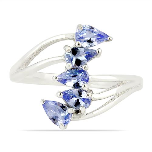 BUY GENUINE TANZANITE MULTI GEMSTONE RING IN 925 SILVER