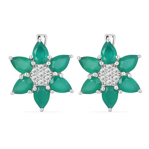 925 SILVER AFRICAN AMETHYST GEMSTONE FLORAL EARRINGS