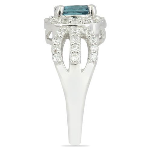 STERLING SILVER NATURAL SKY BLUE TOPAZ  HALO RING 