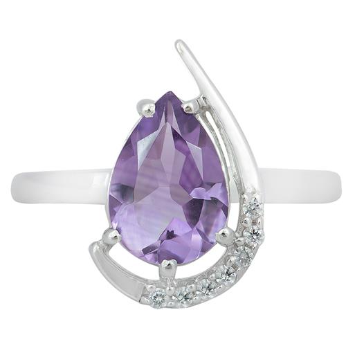 STERLING SILVER BRAZILIAN AMETHYST GEMSTONE CLASSIC RING