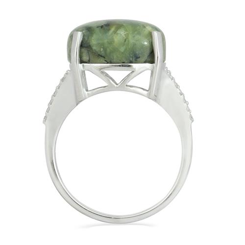 925 SILVER NATURAL GREEN OPAL GEMSTONE BIG STONE RING