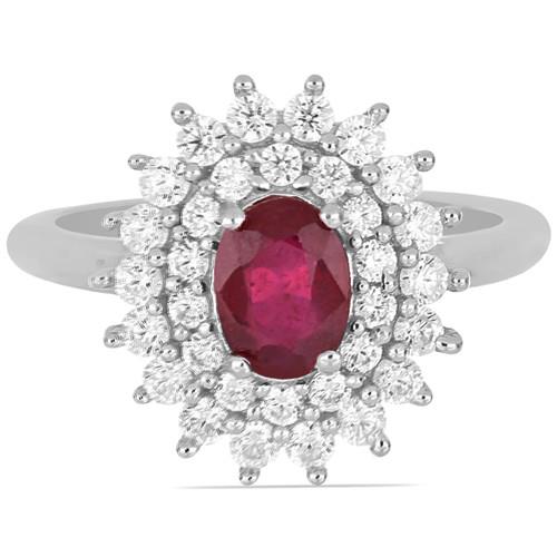 BUY 925 SILVER NATURAL RUBY GEMSTONE STYLISH HALO RING