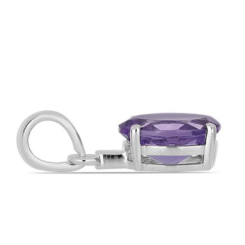 BUY 925 SILVER  BRAZILIAN AMETHYST SINGLE STONE PENDANT