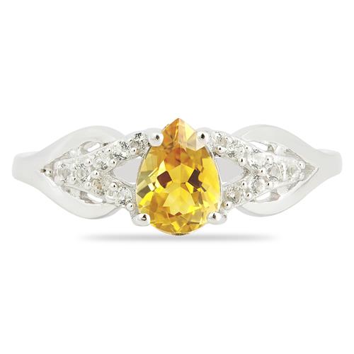 NATURAL CITRINE GEMSTONE CLASSIC RING IN 925 STERLING SILVER 
