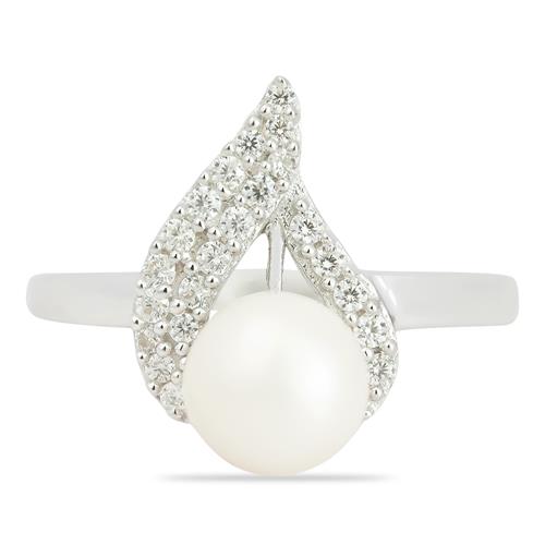 BUY NATURAL PEARL GEMSTONE STYLISH RING IN 925 SILVER