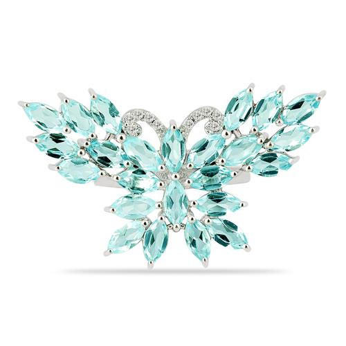 925 SILVER NATURAL SKY BLUE TOPAZ GEMSTONE BIRD RING 