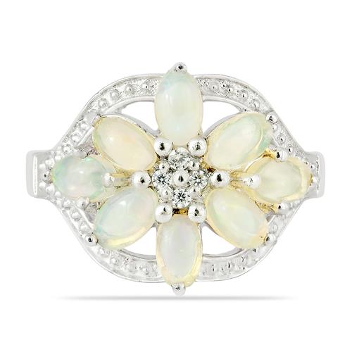 NATURAL ETHIOPIAN OPAL GEMSTONE FLORAL RING