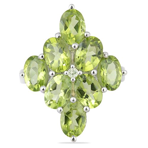 NATURAL PERIDOT GEMSTONE CLUSTER RING IN STERLING SILVER