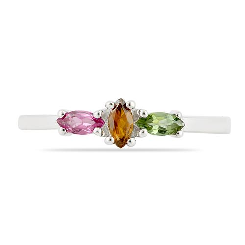 BUY 925 SILVER NATURAL MULTI TOURMALINE GEMSTONE RING