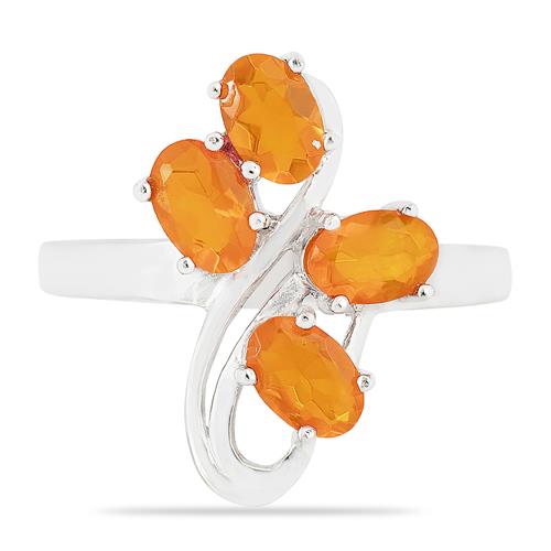 BUY NATURAL ORANGE ETHIOPIAN OPAL GEMSTONE RING IN 925 SILVER